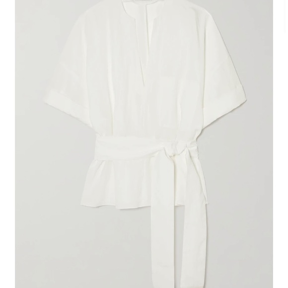 VINCE belted Tencel Lyocell-blend white Blouse Small - Picture 6 of 9